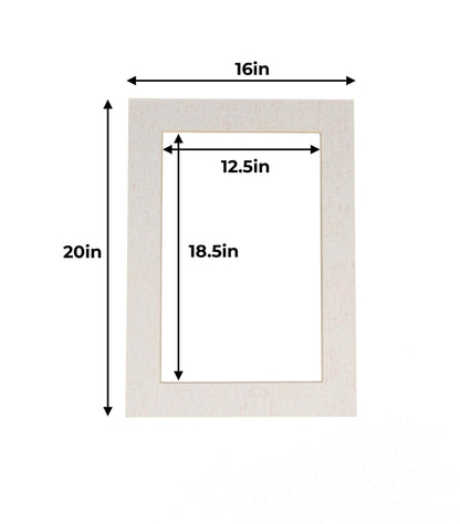 Pack of 10 White Linen Canvas Precut Acid-Free Matboard Set with Clear Bags & Backings