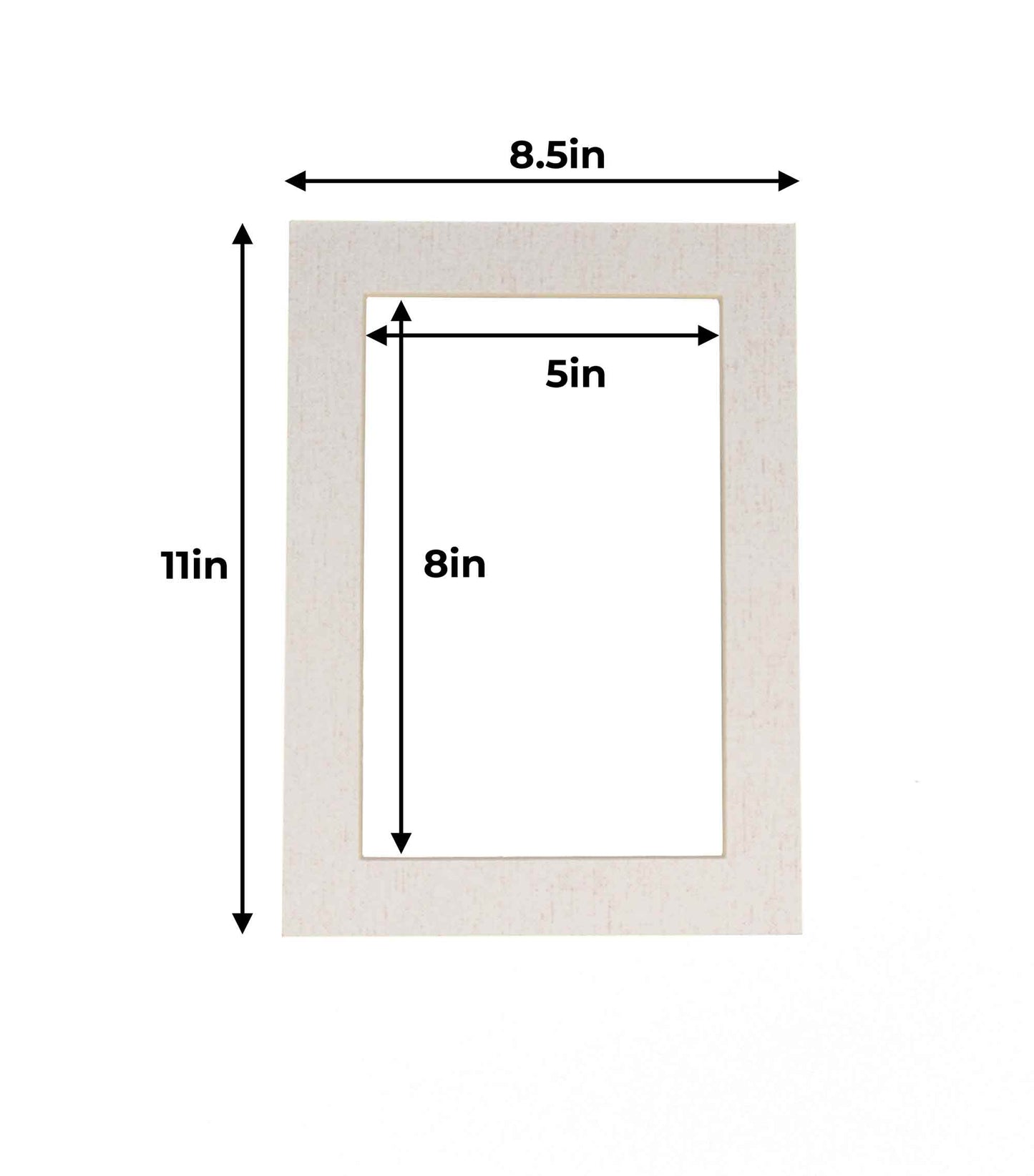 Pack of 10 White Linen Canvas Precut Acid-Free Matboard Set with Clear Bags & Backings