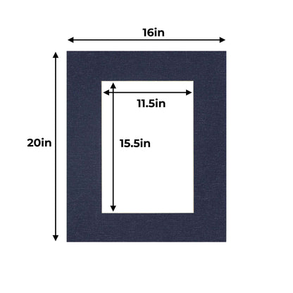 Pack of 10 Navy Canvas Texture Precut Acid-Free Matboards