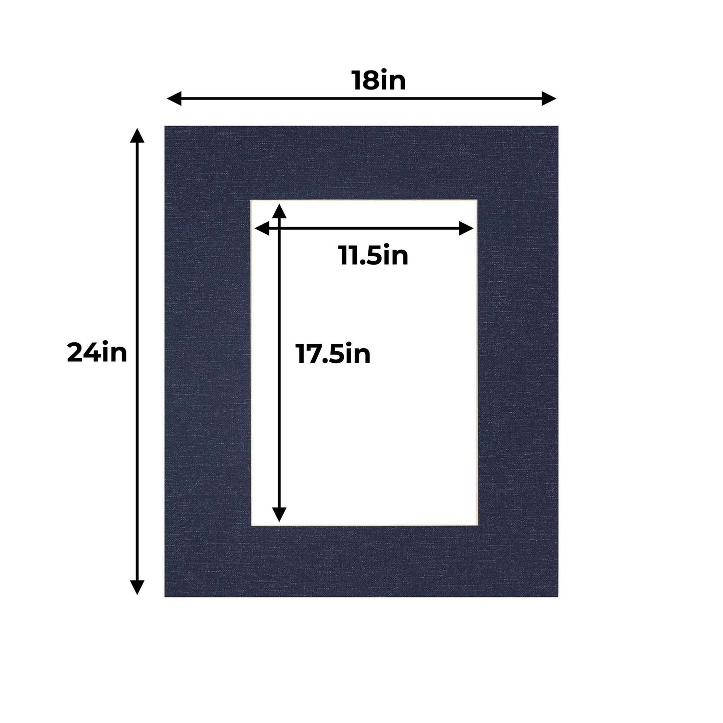 Pack of 25 Navy Canvas Texture Precut Acid-Free Matboards