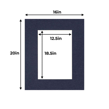 Pack of 10 Navy Canvas Texture Precut Acid-Free Matboards