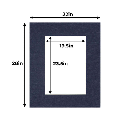 Pack of 25 Navy Canvas Texture Precut Acid-Free Matboards