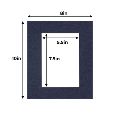 Pack of 10 Navy Canvas Texture Precut Acid-Free Matboards