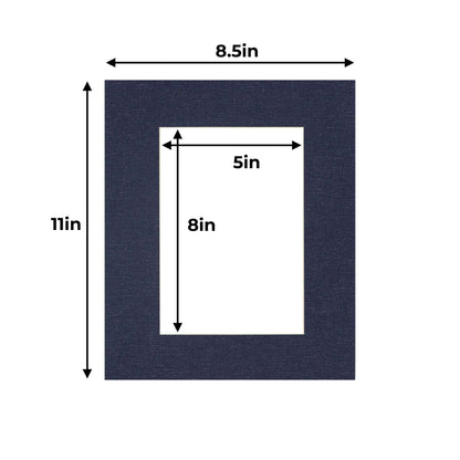 Pack of 25 Navy Canvas Texture Precut Acid-Free Matboards