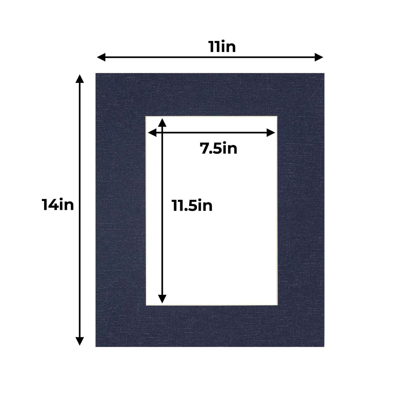 Pack of 10 Navy Canvas Texture Precut Acid-Free Matboards