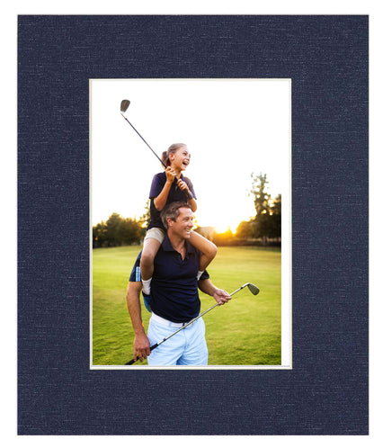 Pack of 25 Navy Canvas Texture Precut Acid-Free Matboards
