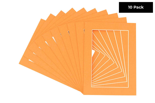 Pack of 10 Burnt Orange Precut Acid-Free Matboard Set with Clear Bags & Backings