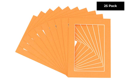 Pack of 25 Burnt Orange Precut Acid-Free Matboard Set with Clear Bags & Backings