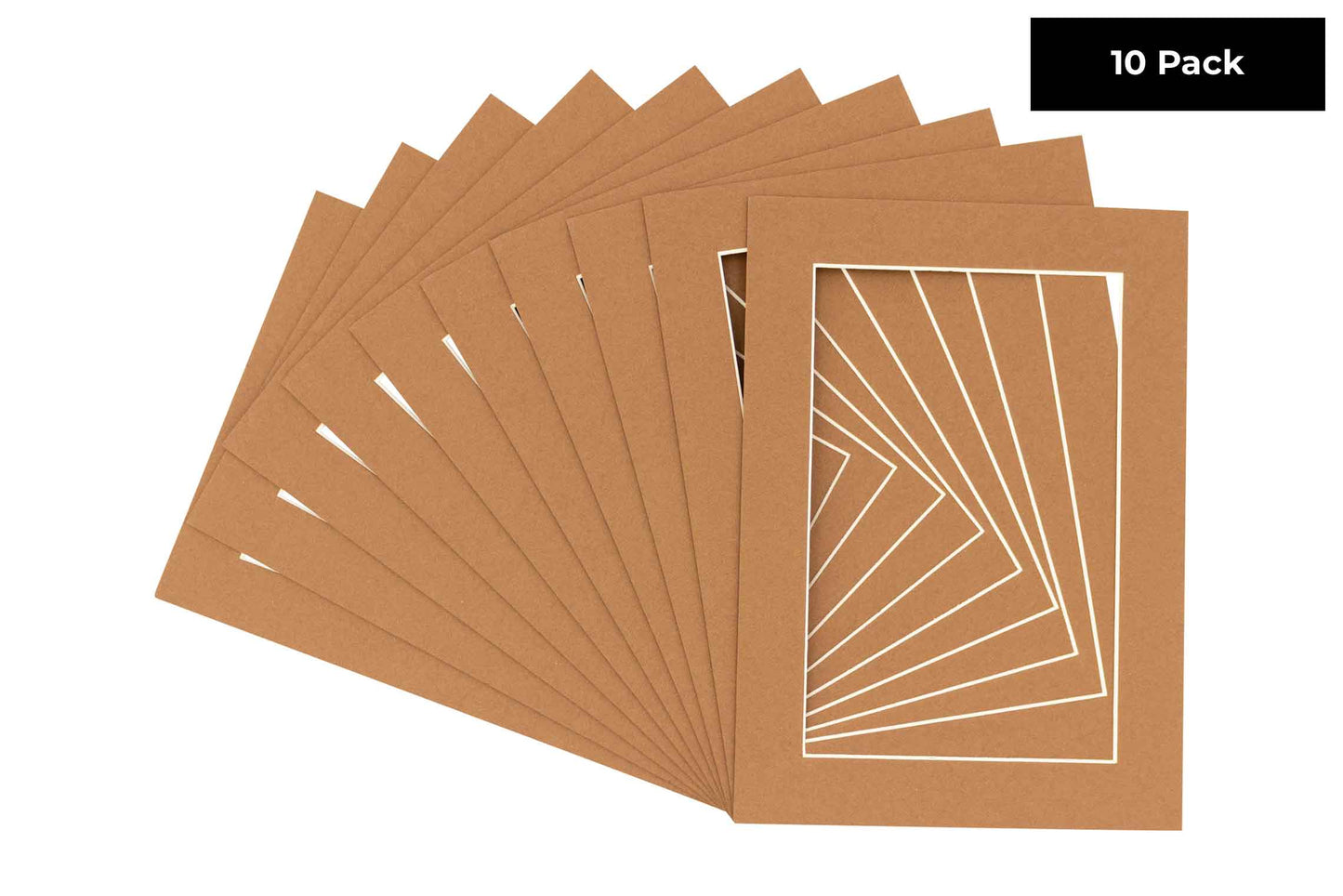 Pack of 10 Aged Oak Brown Precut Acid-Free Matboard Set with Clear Bags & Backings