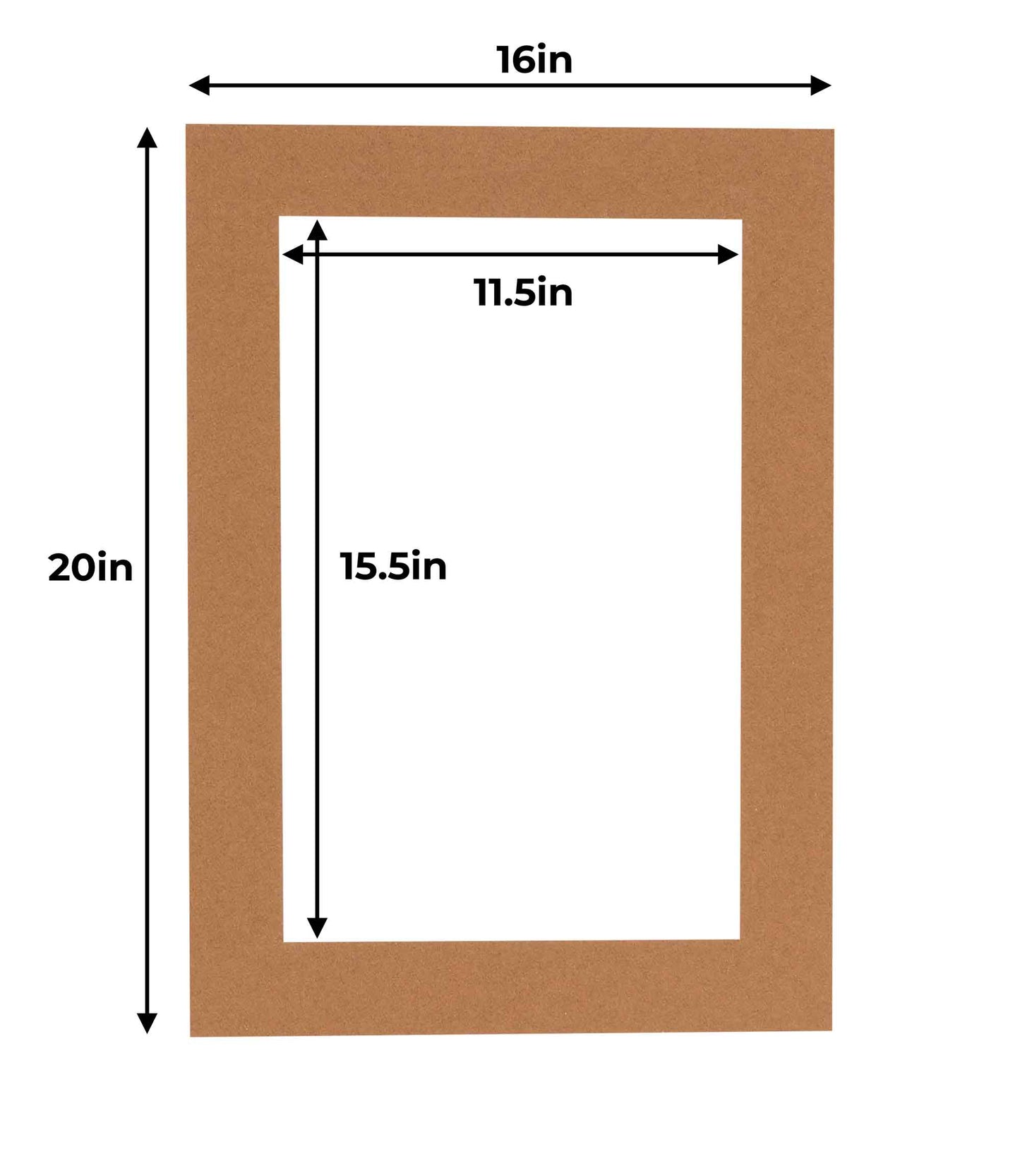 Pack of 25 Aged Oak Brown Precut Acid-Free Matboard Set with Clear Bags & Backings