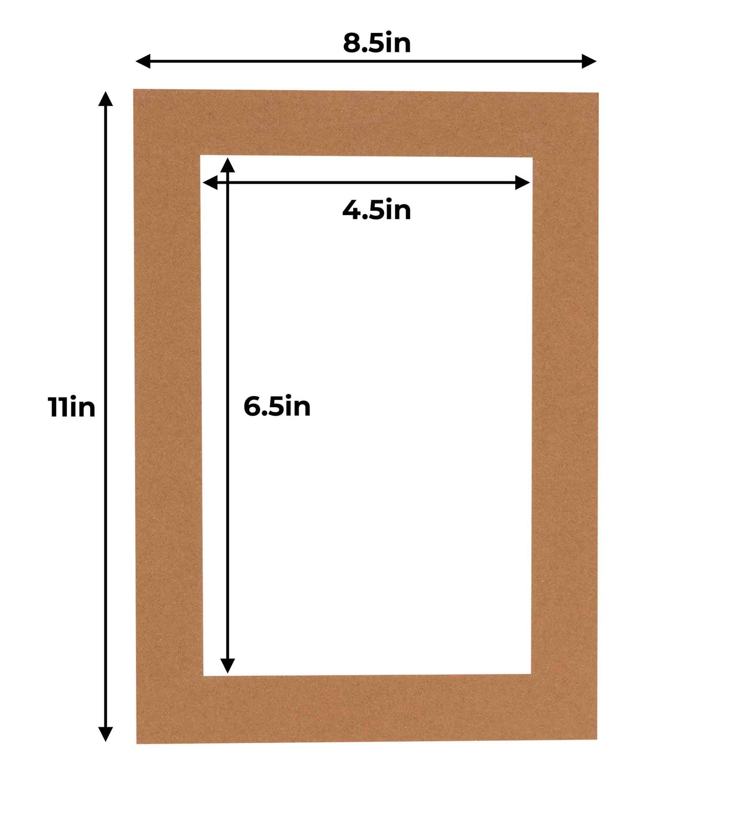 Pack of 25 Aged Oak Brown Precut Acid-Free Matboard Set with Clear Bags & Backings