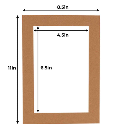 Pack of 25 Aged Oak Brown Precut Acid-Free Matboard Set with Clear Bags & Backings