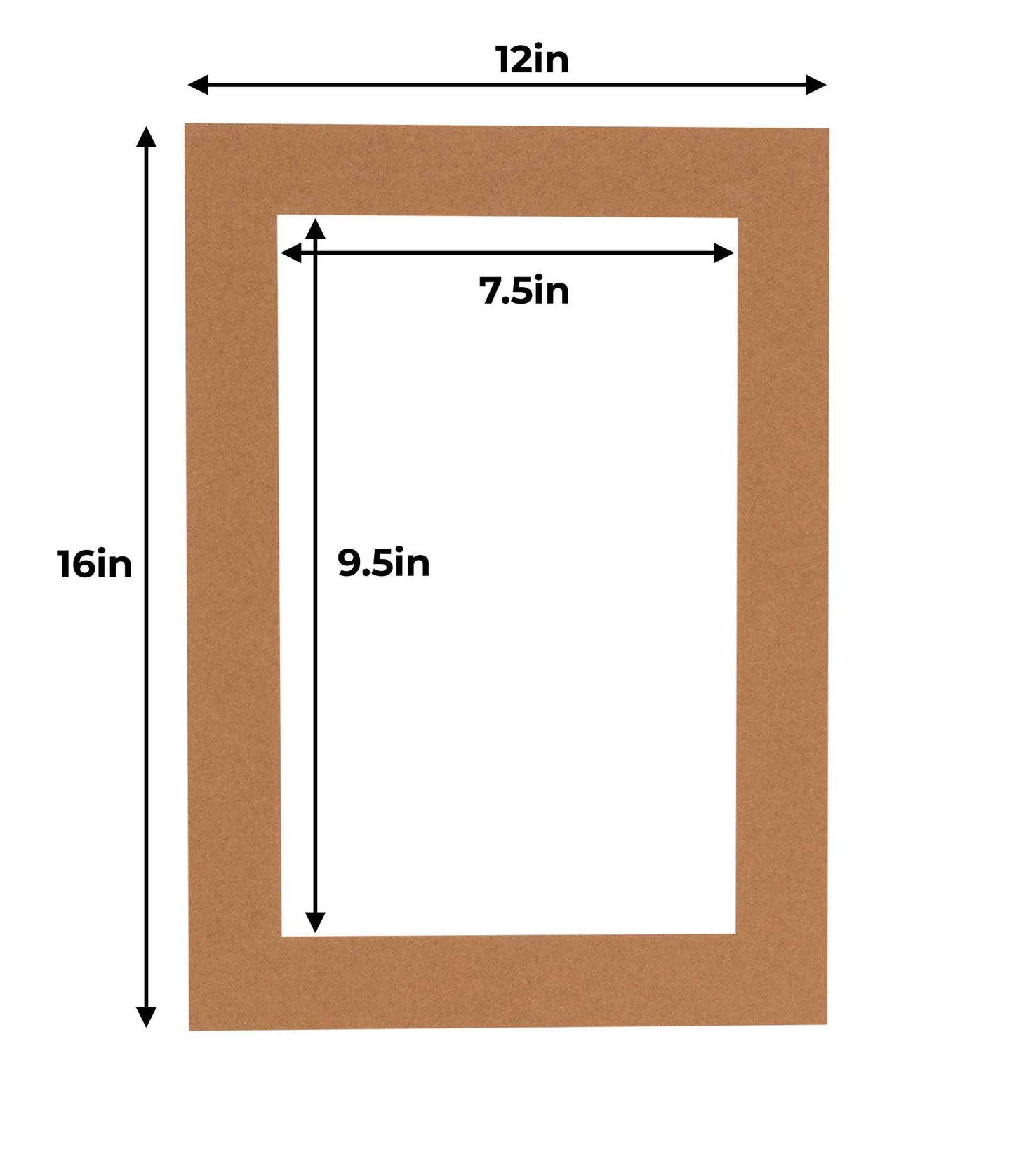 Pack of 25 Aged Oak Brown Precut Acid-Free Matboard Set with Clear Bags & Backings