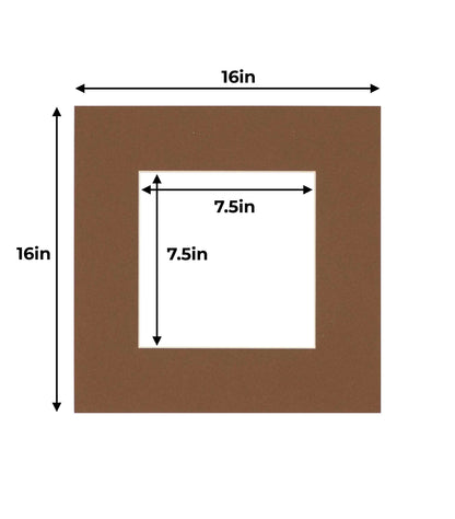 Pack of 25 Aged Oak Brown Precut Acid-Free Matboard Set with Clear Bags & Backings
