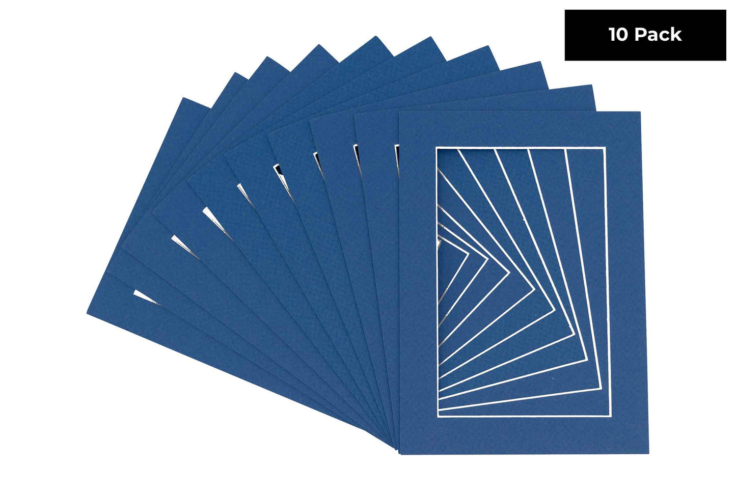 Pack of 10 Royal Blue Precut Acid-Free Matboard Set with Clear Bags & Backings