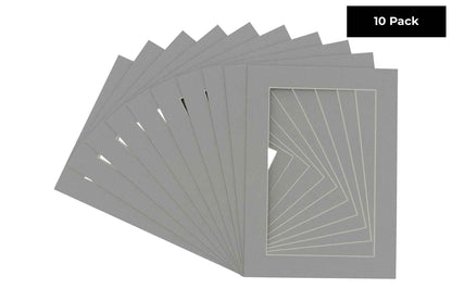 Pack of 10 Mid Grey Precut Acid-Free Matboards