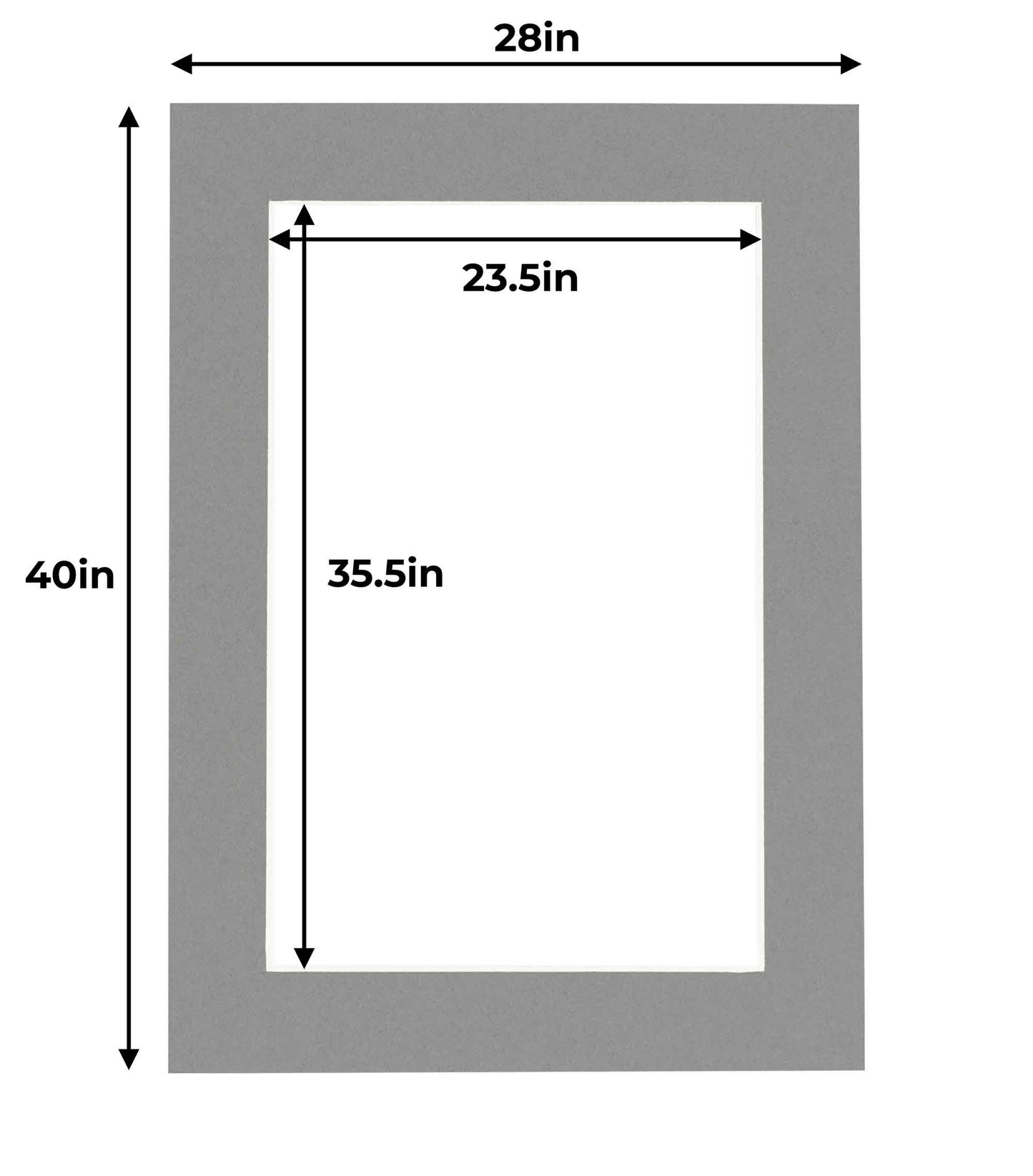 Mid Grey Precut Acid-Free Matboard Set with Clear Bag & Backing