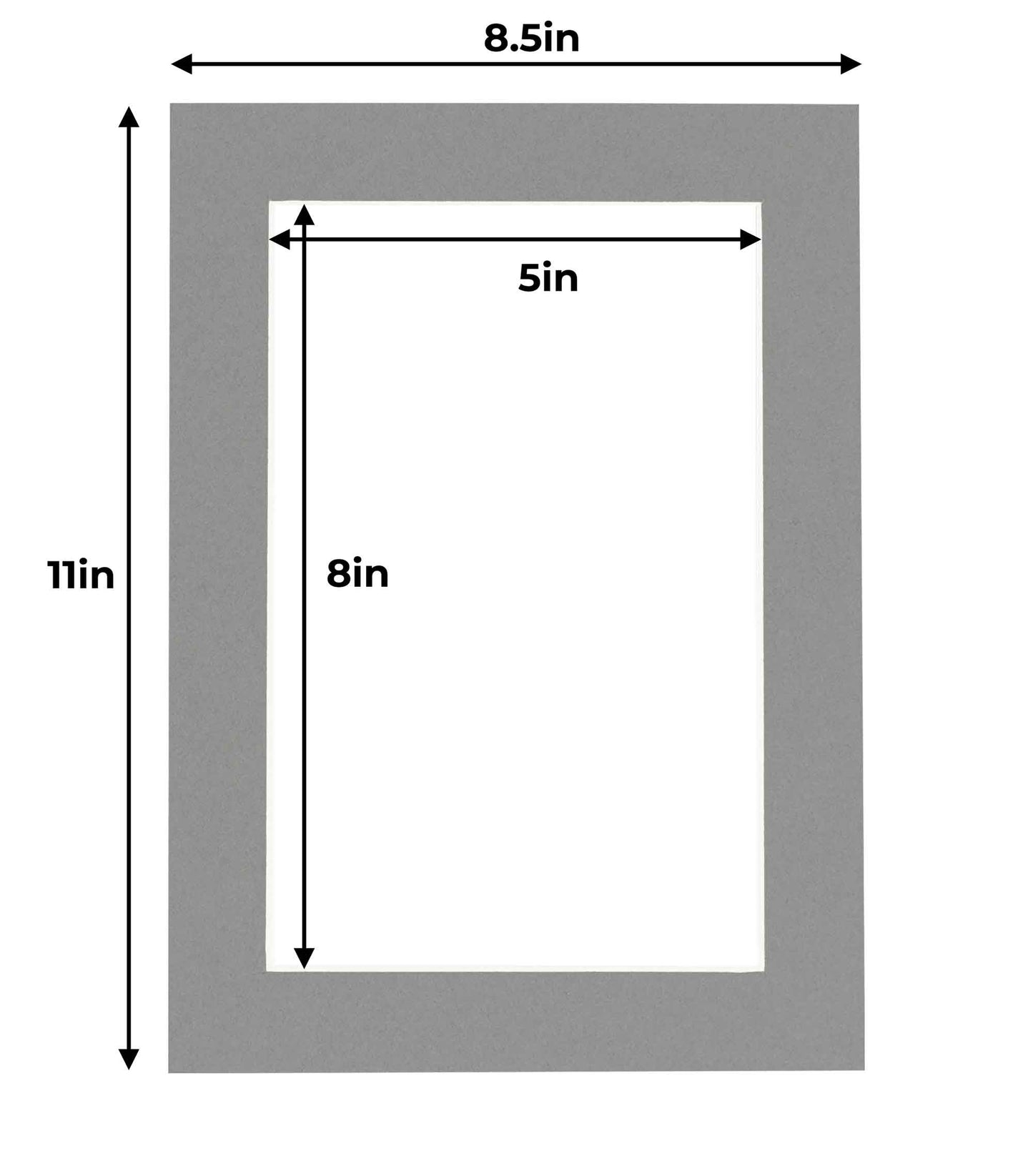 Pack of 10 Mid Grey Precut Acid-Free Matboard Set with Clear Bags & Backings