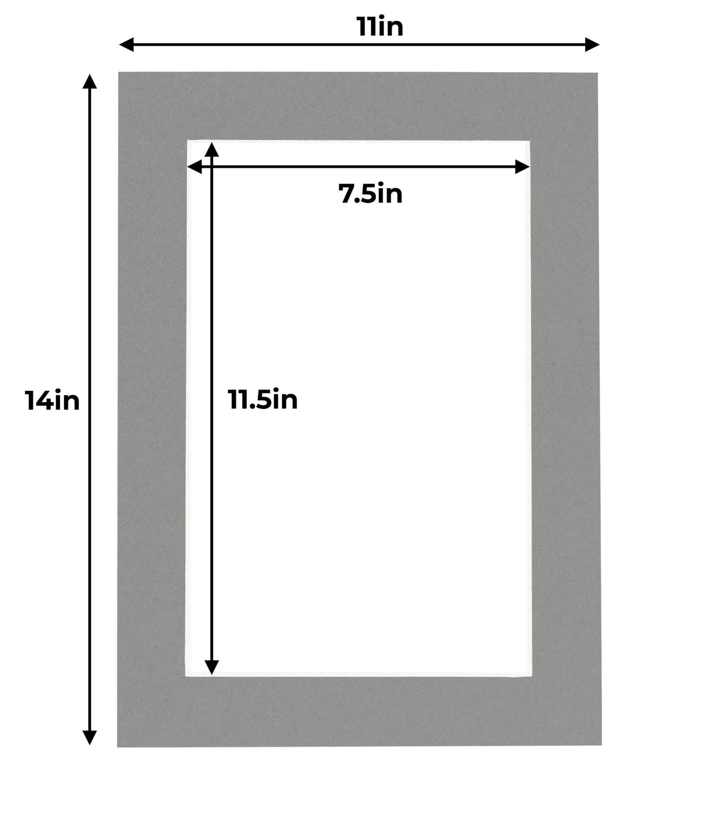 Pack of 25 Mid Grey Precut Acid-Free Matboard Set with Clear Bags & Backings