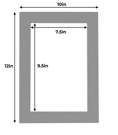 Pack of 10 Mid Grey Precut Acid-Free Matboard Set with Clear Bags & Backings