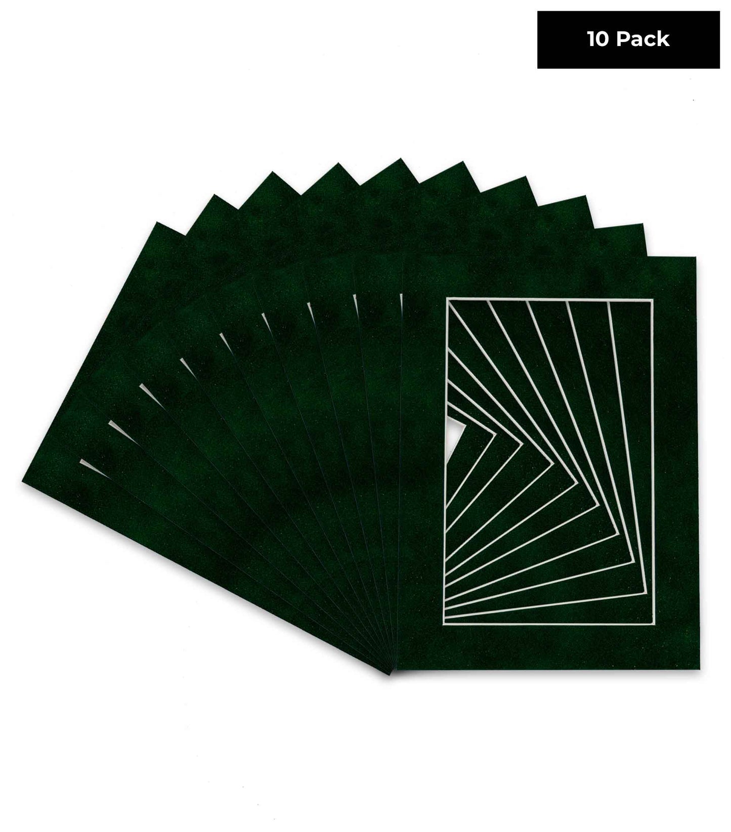 Pack of 10 Green Suede Precut Acid-Free Matboard Set with Clear Bags & Backings