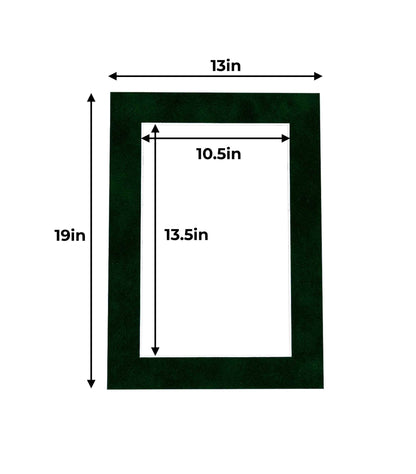 Pack of 10 Green Suede Precut Acid-Free Matboard Set with Clear Bags & Backings