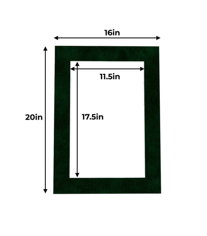 Pack of 10 Green Suede Precut Acid-Free Matboards