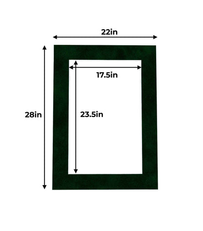 Pack of 25 Green Suede Precut Acid-Free Matboard Set with Clear Bags & Backings