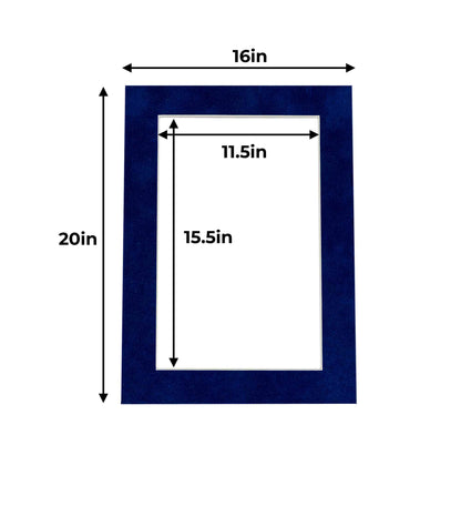 Pack of 25 Brooke Blue Suede Precut Acid-Free Matboard Set with Clear Bags & Backings