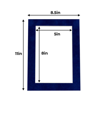 Pack of 25 Brooke Blue Suede Precut Acid-Free Matboard Set with Clear Bags & Backings