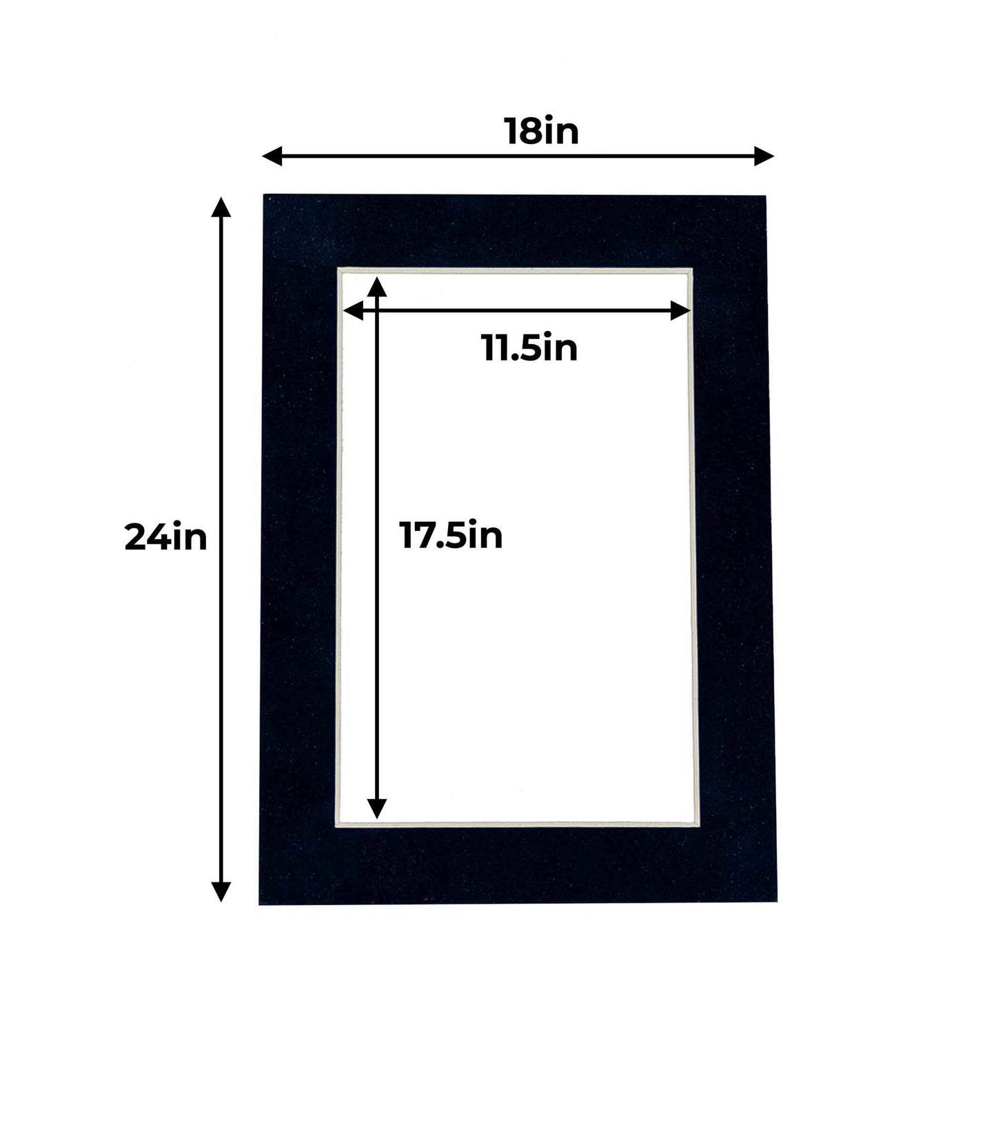 Pack of 25 Navy Blue Suede Precut Acid-Free Matboard Set with Clear Bags & Backings