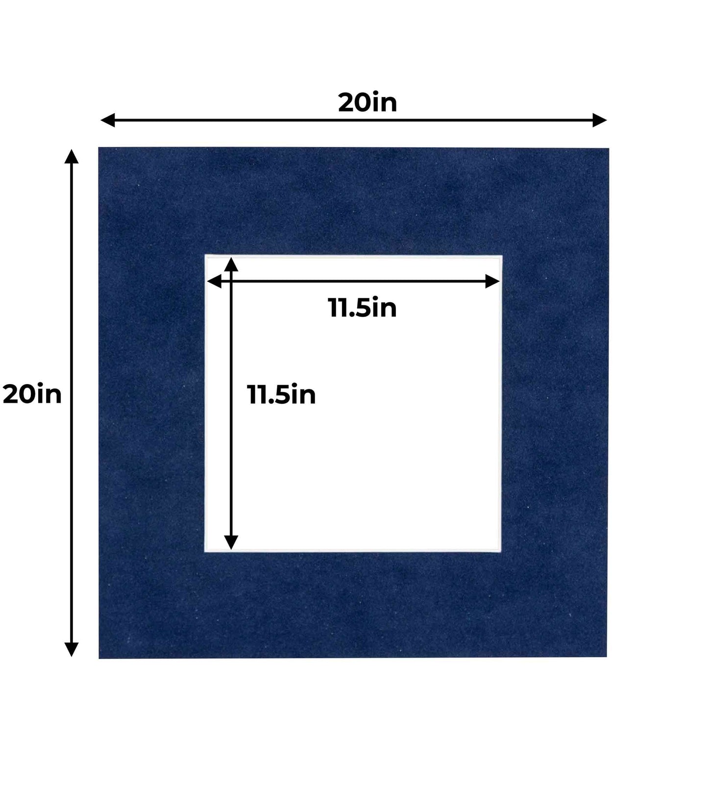 Pack of 25 Navy Blue Suede Precut Acid-Free Matboard Set with Clear Bags & Backings