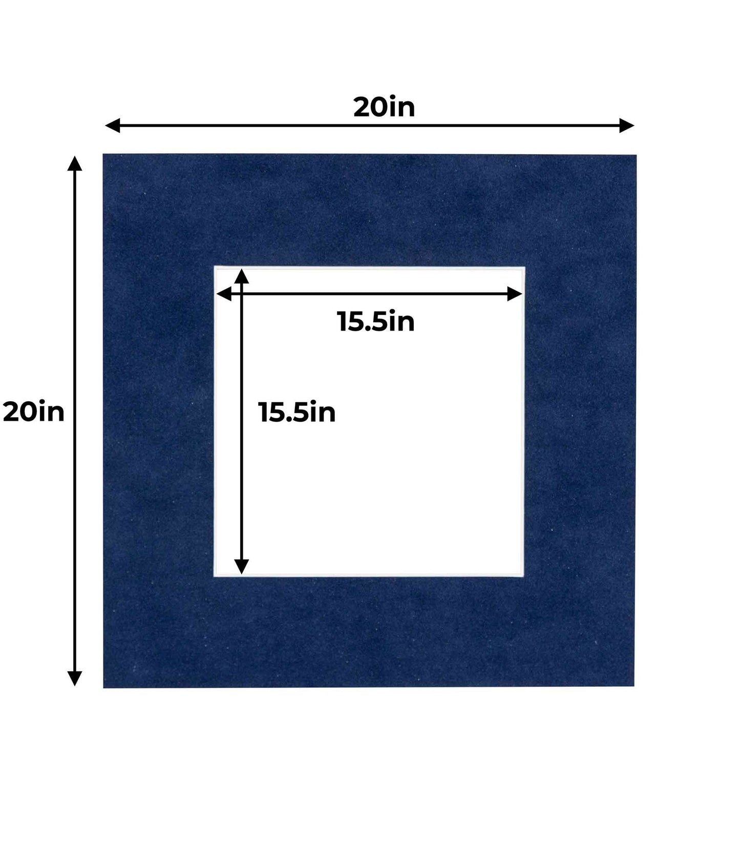 Pack of 25 Navy Blue Suede Precut Acid-Free Matboard Set with Clear Bags & Backings