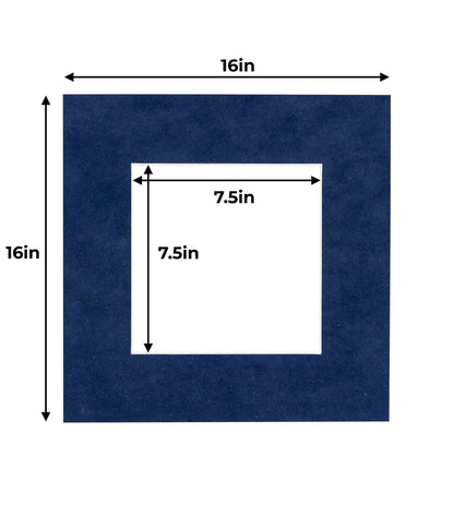 Pack of 25 Navy Blue Suede Precut Acid-Free Matboard Set with Clear Bags & Backings