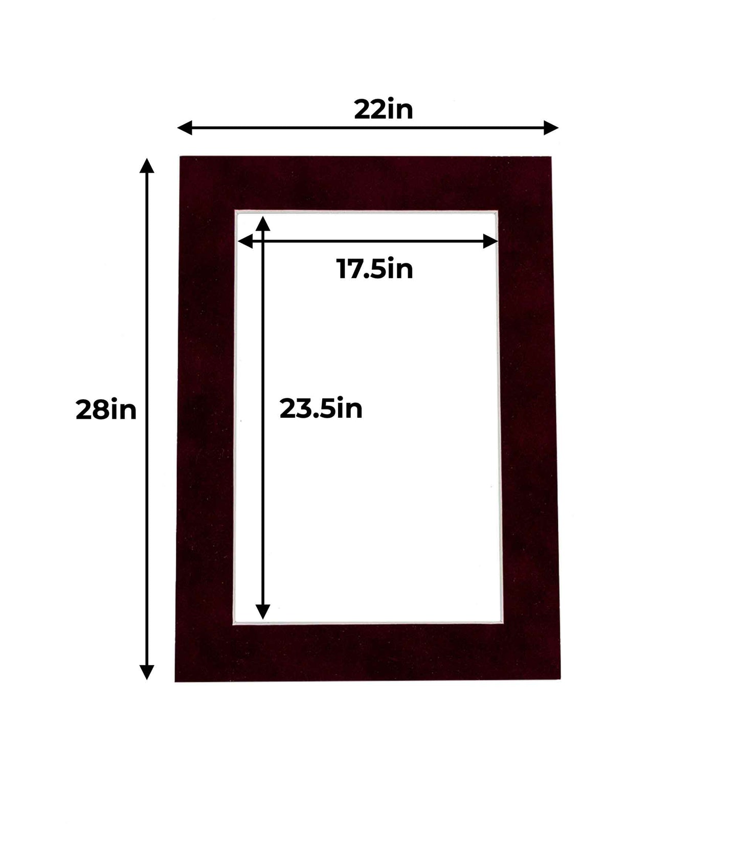 Pack of 10 Dark Red Suede Precut Acid-Free Matboard Set with Clear Bags & Backings
