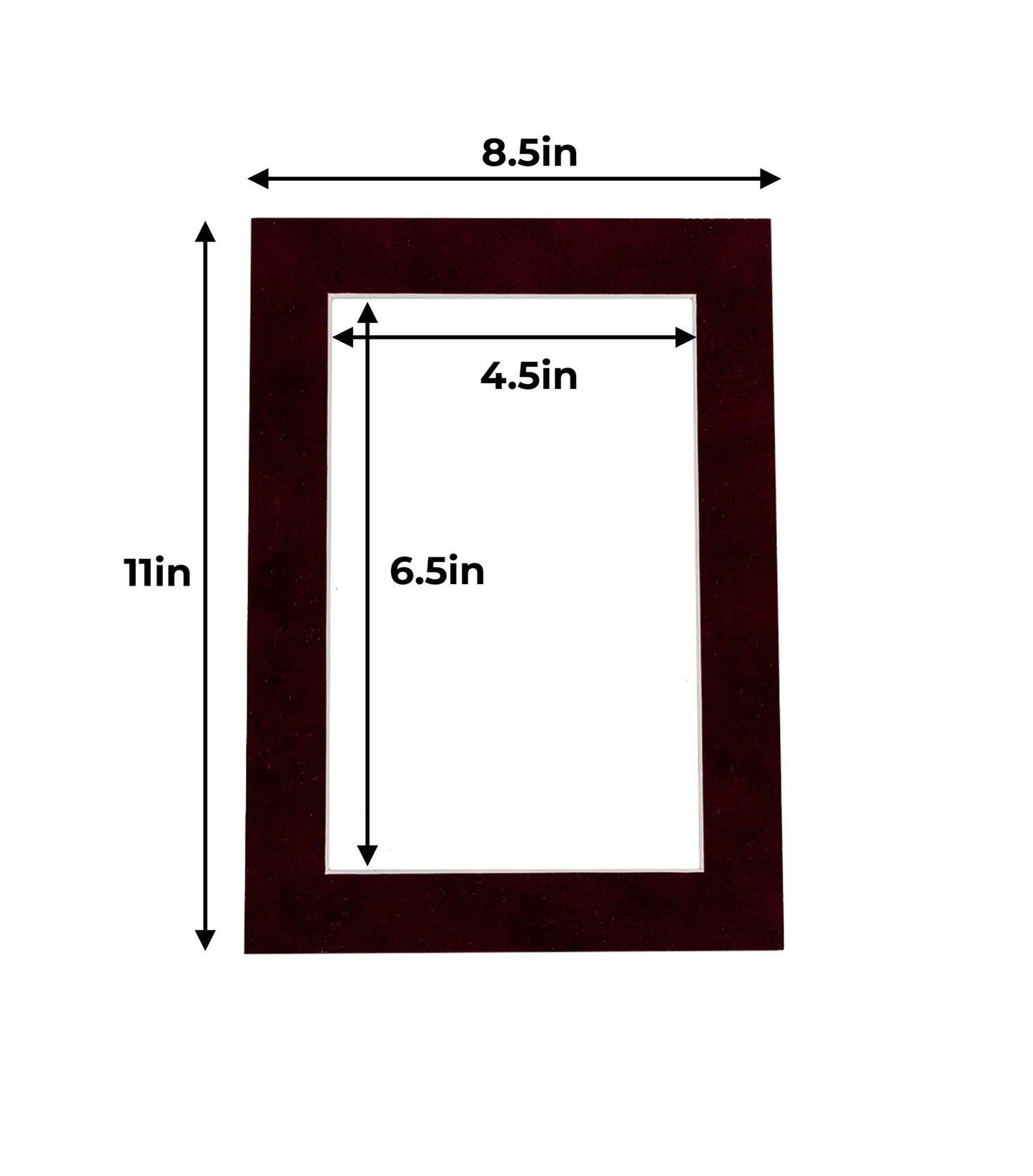 Pack of 25 Dark Red Suede Precut Acid-Free Matboard Set with Clear Bags & Backings