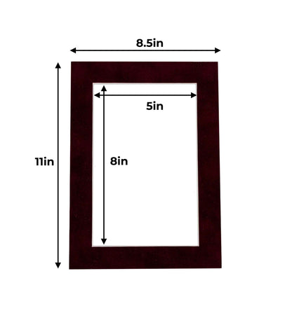 Pack of 10 Dark Red Suede Precut Acid-Free Matboards