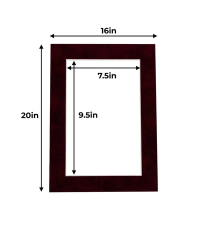 Pack of 25 Dark Red Suede Precut Acid-Free Matboard Set with Clear Bags & Backings