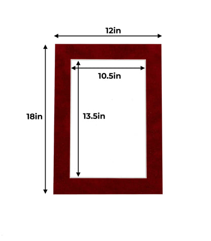 Pack of 10 Bright Red Suede Precut Acid-Free Matboard Set with Clear Bags & Backings
