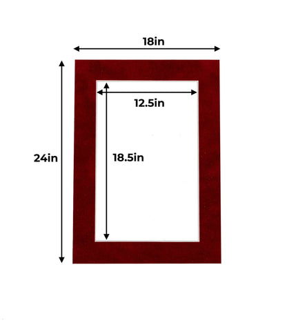 Pack of 25 Bright Red Suede Precut Acid-Free Matboard Set with Clear Bags & Backings