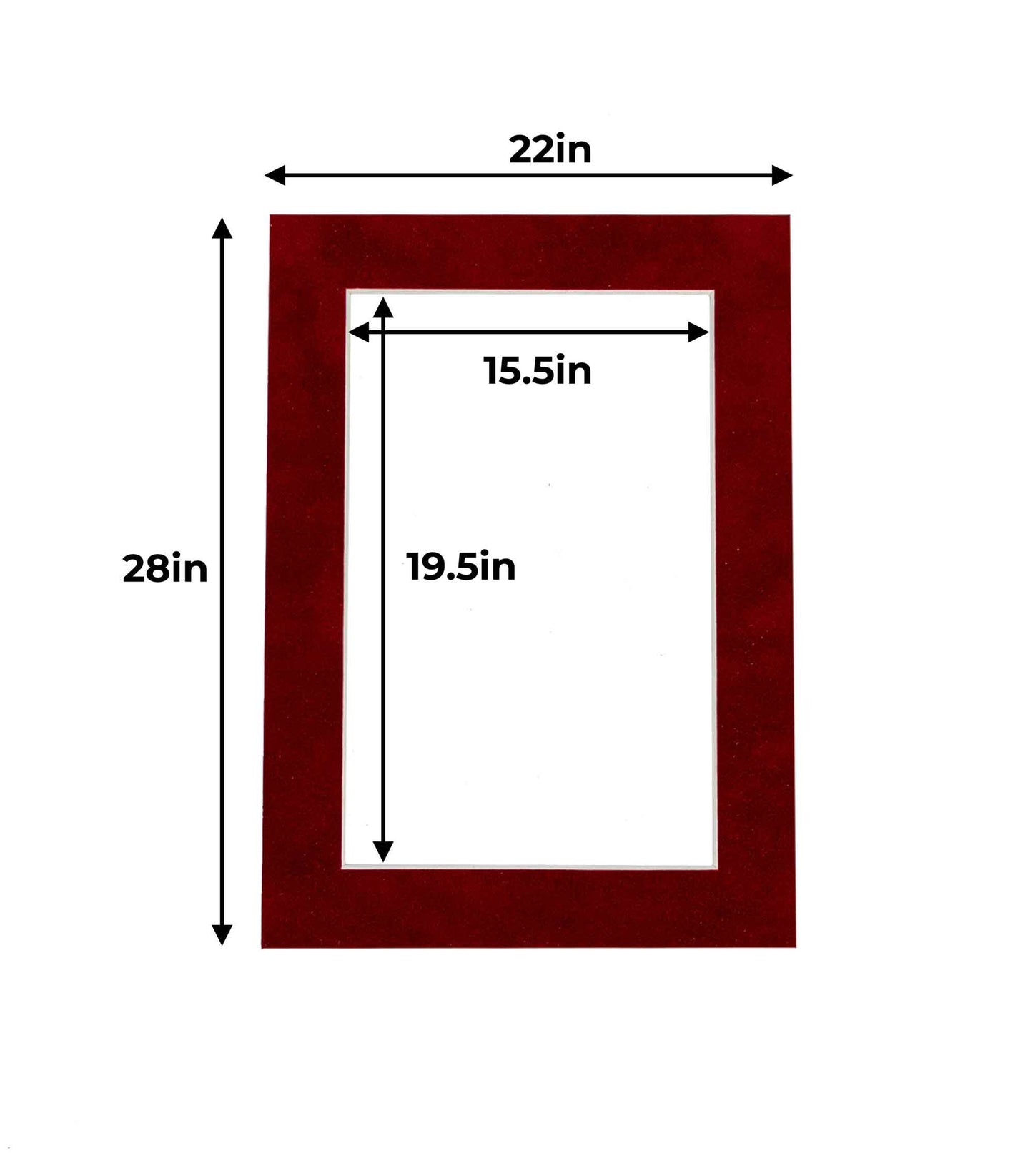 Pack of 25 Bright Red Suede Precut Acid-Free Matboards