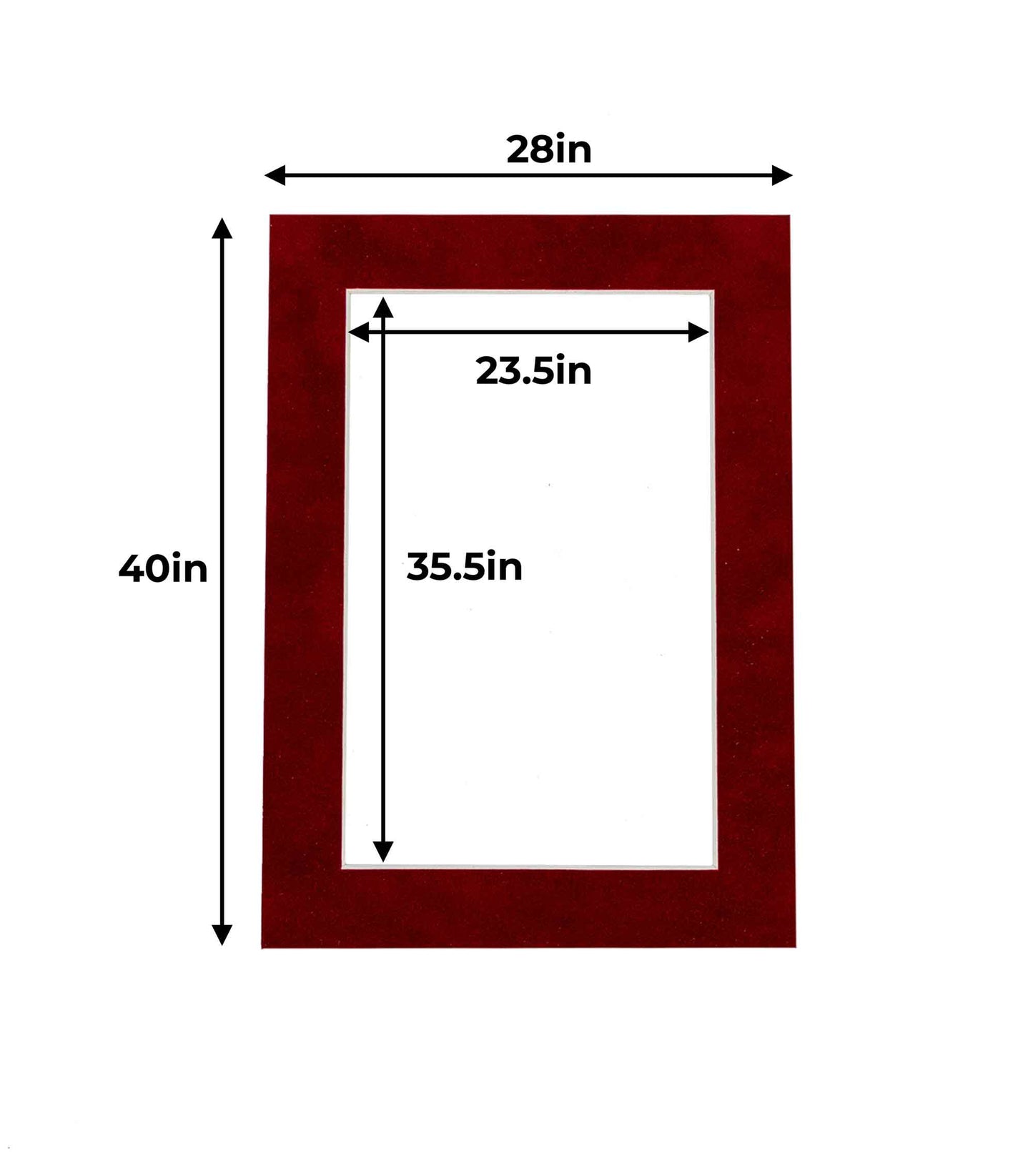 Pack of 25 Bright Red Suede Precut Acid-Free Matboard Set with Clear Bags & Backings