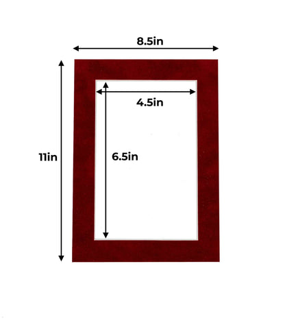 Pack of 25 Bright Red Suede Precut Acid-Free Matboard Set with Clear Bags & Backings