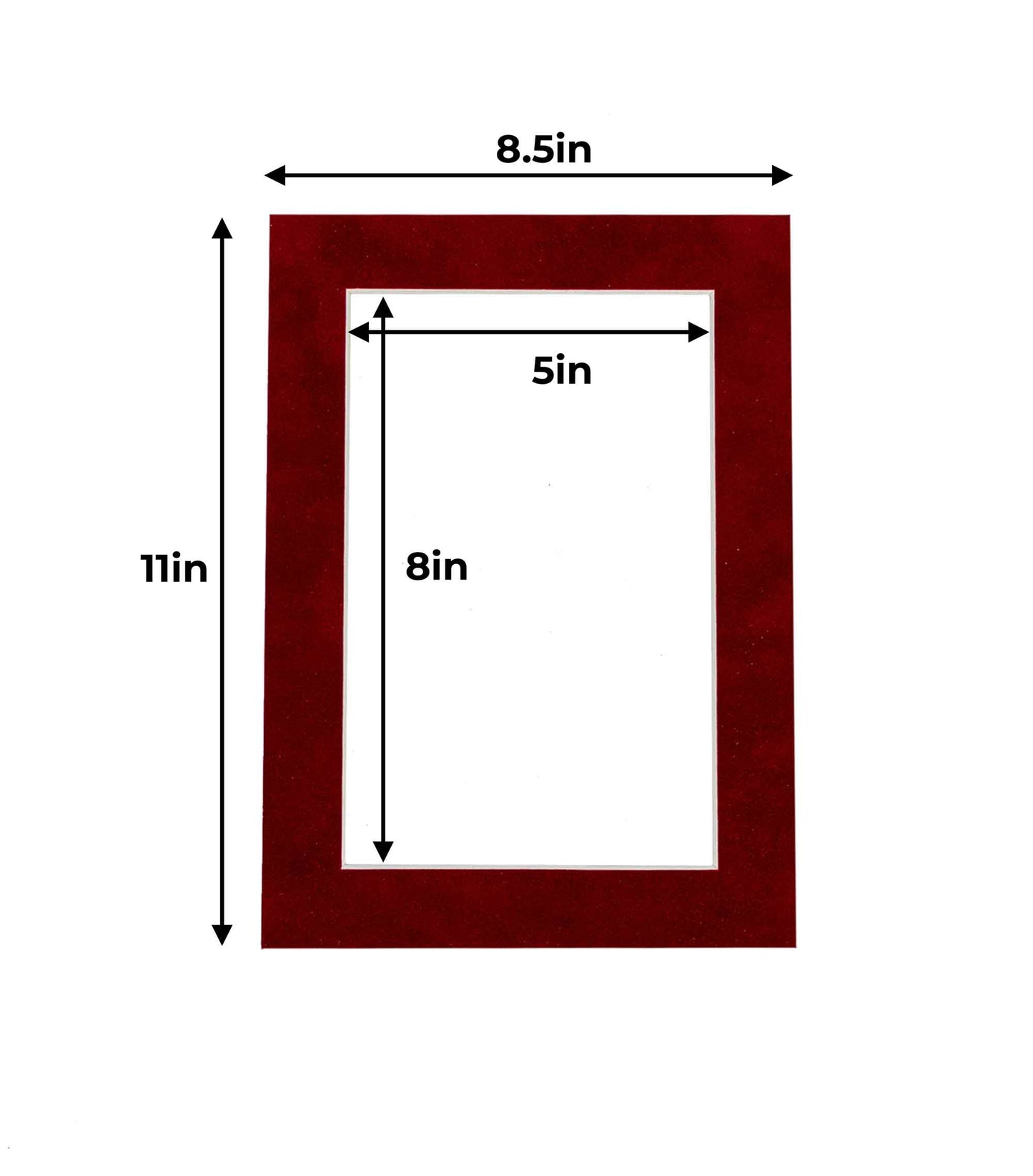 Pack of 10 Bright Red Suede Precut Acid-Free Matboard Set with Clear Bags & Backings