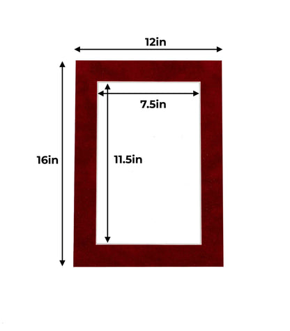 Pack of 10 Bright Red Suede Precut Acid-Free Matboards