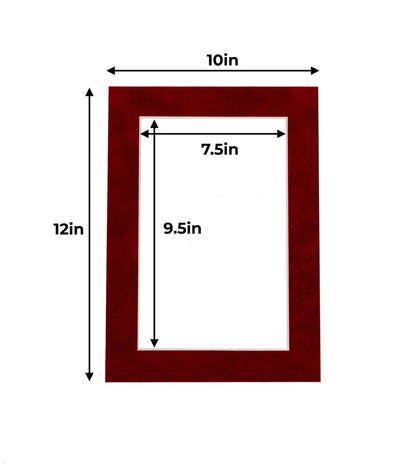 Pack of 10 Bright Red Suede Precut Acid-Free Matboard Set with Clear Bags & Backings