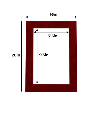 Pack of 25 Bright Red Suede Precut Acid-Free Matboards