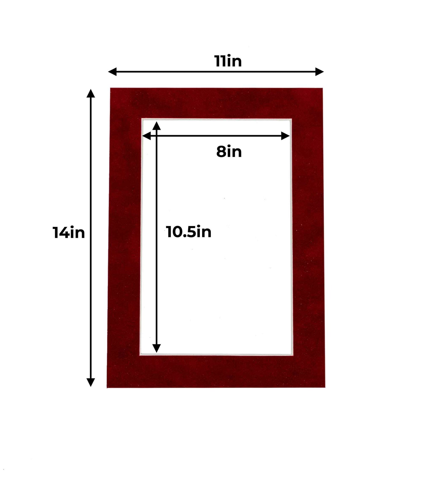 Pack of 10 Bright Red Suede Precut Acid-Free Matboard Set with Clear Bags & Backings