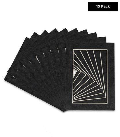 Pack of 10 Dark Grey Suede Precut Acid-Free Matboards