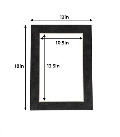 Pack of 25 Dark Grey Suede Precut Acid-Free Matboard Set with Clear Bags & Backings
